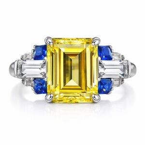 The Litsa Art Deco Sapphire Diamond 925 Silver Ring